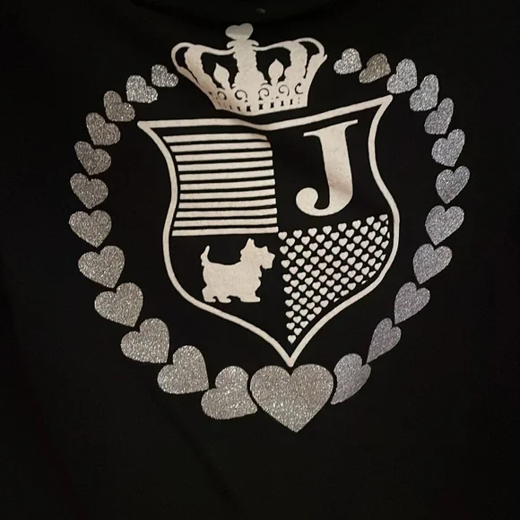 Vintage Y2K Juicy Couture "Juicy" sweatshirt with crest in black/silver size sm - Picture 2 of 6